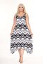 Women's Summer Buckle Strap Lycra Viscose Black and White Patterned Stylish Dress - 3