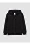 Lcw Kids Black Hooded Thick Boys' Zippered Sweatshirt