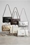 Women's Brown Chain Strap Baguette Shoulder Bag with Zipper Detail - 7