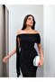 Knot Detail Cape Long Dress - 4