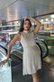 Women's Sleeveless Dress with Back Tie and Sequin Decoration - 5