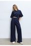 Allbucks Stradi-Various Soft Textured Wide Leg Fabric Trousers with Pockets Abstr00001