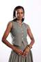 Green Gingham Pattern Vest Skirt Set 8411 - 3