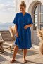 Dark Blue Judge Collar Short Sleeve Buttoned Hidden Pocket Embroidered Casual Woven Dress 105 75 - 5
