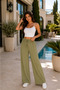 Woven Viscose Trousers with Wide Legs - Without Pockets - 3