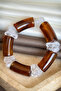 Dore Collection Imported Resin and Natural Stone Look Big Beaded Elastic Bracelet