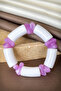 Dore Collection Women's Cylinder Beaded Flexible Elastic Natural Stone Look Bracelet - 3
