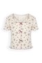 Women's Floral Print Bow Detailed Ribbed Knit Short Sleeve Shorts Set - 3