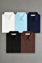 Men's Relaxed Fit Shirt with Embroidery Detail Navy Blue Edw495 - 4