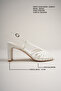 Ashley Women's White Thin Strappy Thick Heeled Sandals - 3