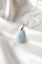 Elegant silver color necklace with chalcedony natural gemstone drop design - 2