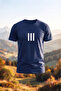 Men's 3-Line Printed Oversized Crew Neck Combed Cotton T-Shirt
