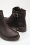 Women's Stylish Boots with Belt Detail, Side Buckle and Zipper, Brown - 2