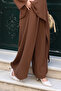 Women's Linda Fabric Asymmetrical Tunic Wide Leg Pants Oversize Hijab Suit 3219 Brown - 7