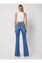 Spanish Pleated Flexible High Waist Blue Embroidered Denim Jeans - 4
