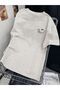 Women's Gray Figure Peace Printed Oversize T-Shirt - 3