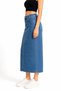 Women's Blue Stretchy Denim Jeans Skirt High Waist Long Maxi Pencil Jean Skirt with Back Slit - 2