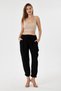 Women's Black Italian 100% Linen Waist-Tie Carrot Fit Pants Size 38 - 42