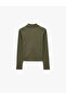 Cotton Slim Fit Zippered Long Sleeve Camisole Polo Neck T-Shirt - 6