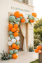 Set of 20 Eucalyptus Orange White Balloons 11 Inch Birthday Baby Shower Party Decoration - 2