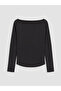 Black Boat Neck Modal Blend Blouse - 5