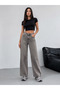 Draped Coffee Snow Washed Palazzo Jeans/Denim Wide Leg Pants