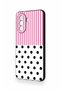 Huawei Nova Y70 Compatible Pink Striped Polka Dot Patterned Silicone Case - 4