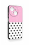 Tecno Spark Go1 Compatible Pink Striped Polka Dot Patterned Silicone Case - 4