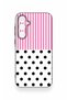 Samsung A35 Compatible Pink Striped Polka Dot Patterned Silicone Case - 2