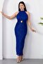 Halter Neck Dress with Waist Buckle and Tie Grs4023 - 6