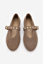 Women's Buckle-Strapped Ballerinas Harves Mink Suede - 7