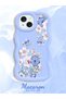 iPhone 15 Compatible Case Camera Protector Blue Silicone Couple Phone Case Floral Pattern - 2