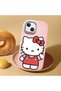iPhone 15 Plus Compatible Case with Camera Protector Pink Silicone Couple Phone Case with Kitty Pattern - 2