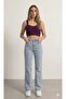 High Waist Snow Washed Wide Leg Jeans - 2