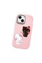 iPhone 15 Compatible Case with Camera Protector Pink Silicone Couple Phone Case with Kitty Pattern - 3