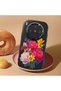 Vivo X300 Compatible Case Camera Protector Black Silicone Couple Phone Case with Floral Pattern - 2
