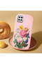 Samsung Galaxy M12 Compatible Case Camera Protector Pink Silicone Couple Phone Case with Floral Pattern - 2