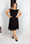 Plus Size Lace Viscose Combed Cotton Black Dress - 3