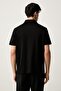 Men's Regular Fit Logo Label Flexible Cotton Short Sleeve Black Polo Collar T-Shirt - 4