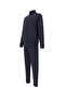 Men's Regular Cut Stand Collar Straight Leg Cotton Navy Blue Tracksuit Set - 2