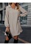 Women's Long Sleeve Collared Patterned Mini Modal Dress - 5