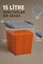 3-Piece 15Lt Deep Elora Storage Box - Multi-Purpose Lockable Lid Organizer Box Gray - 3