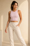 Women's 2-Piece Ribbed & Cotton Crew Neck Sleeveless Crop Tank Top - 2