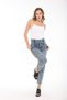 Women's Designer Denim Trousers Stone Detailed Blue Carrot Cut Jeans - 9