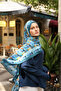 Petra Folk Pattern Shawl - Indigo Baby Blue - 3