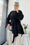 Premium Side Ruffle Modal Blouse - Black - 5
