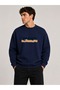 Wave Print Detailed Crew Neck 2 Thread Sweatshirt