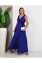 Women's Strappy Deep V-Neck Slit Long Dress - 5