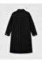 Black Shirt Collar Quilted Women's Coat - 6