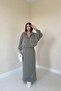 Khaki Piping Sweatshirt and Skirt Set - 2